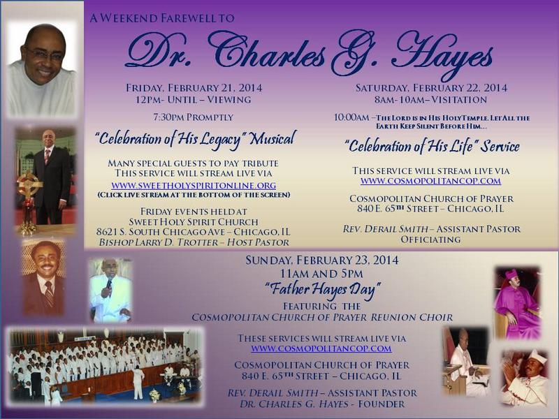 Charles g hayes take it to the lord in prayer Home Going Celebration For Dr Charles G Hayes Is Streaming Live Praise 104 1