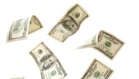 Falling U.S. One-Hundred Dollar Bills