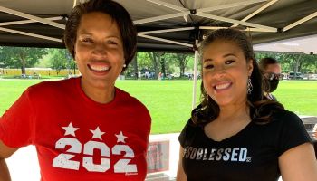 Mayor Muriel Bowser and Ronnette Rollins at Black Voters Matter Freedom Ride 2021 DC