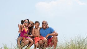 Black Family at the Beach