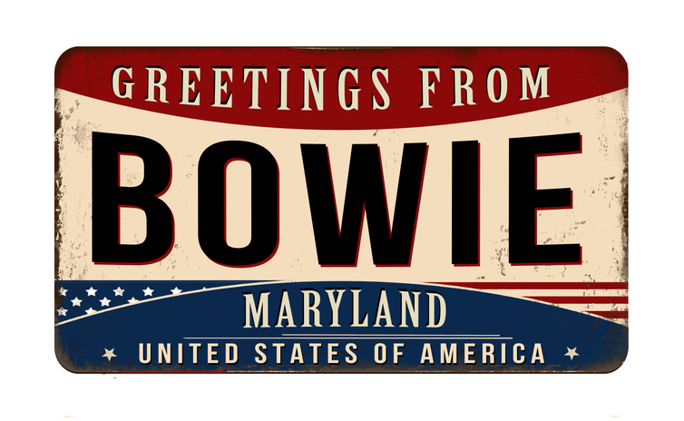 Greetings from Bowie vintage rusty metal sign